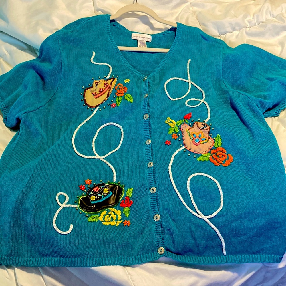 Fun Western themed button down sweater